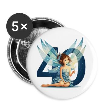 40 Years Fairy Elf Cute Birthday Gift - Buttons large 2.2''/56 mm (5-pack) - white - Front