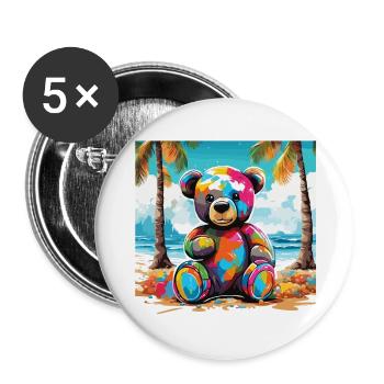 Teddybär / Kuscheltier / Stofftier / Geschenkidee - Buttons groß 56 mm (5er Pack) - Weiß - Vorne
