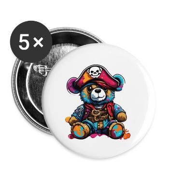 Teddybär / Kuscheltier / Stofftier / Geschenkidee - Buttons groß 56 mm (5er Pack) - Weiß - Vorne