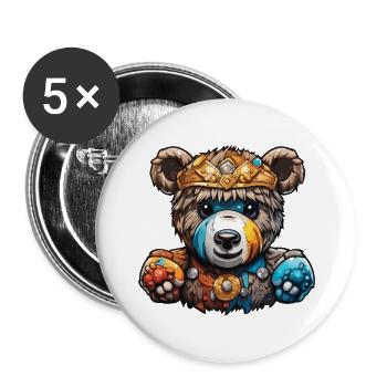 Ours en peluche / Peluche / Animal en peluche / Idée cadeau - Lot de 5 grands badges (56 mm) - blanc - Devant