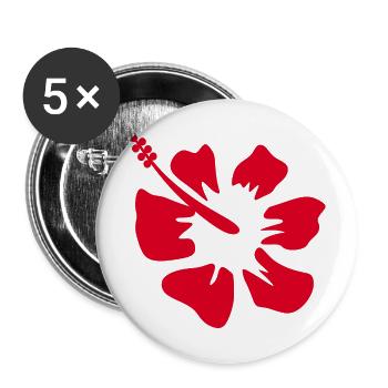 Blume rot rote Blumen rot rote Blumen Hibiskus - Buttons groß 56 mm (5er Pack) - Weiß - Vorne