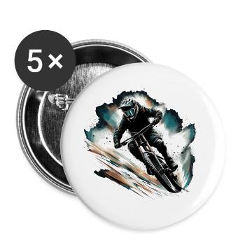 MTB Mountain Biking Mountain Bike Gift - Buttons large 2.2''/56 mm (5-pack) - white - Front