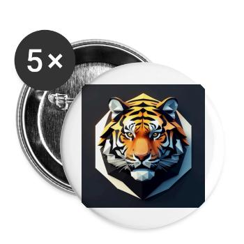 Tiger - Buttons groß 56 mm (5er Pack) - Weiß - Vorne