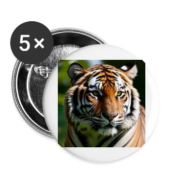 Tiger Motiv, Tigerblick - Buttons groß 56 mm (5er Pack) - Weiß - Vorne