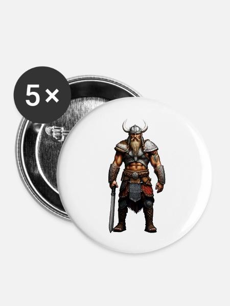 Wikinger Krieger Walhalla - Buttons groß 56 mm (5er Pack) - Weiß