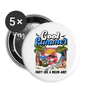 Cool Cartoon Summer Watermelon - Buttons large 2.2''/56 mm (5-pack) - white - Front
