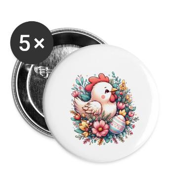 Chicken for Easter - Buttons large 2.2''/56 mm (5-pack) - white - Front