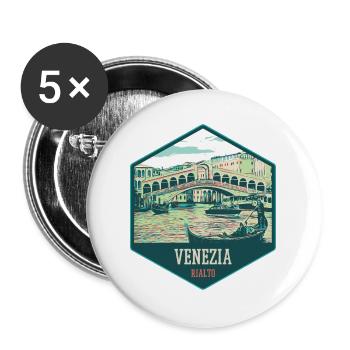Illustration du Pont Rialto, Venise - Lot de 5 grands badges (56 mm) - blanc - Devant