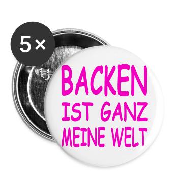 Backen - Buttons groß 56 mm (5er Pack) - Weiß - Vorne