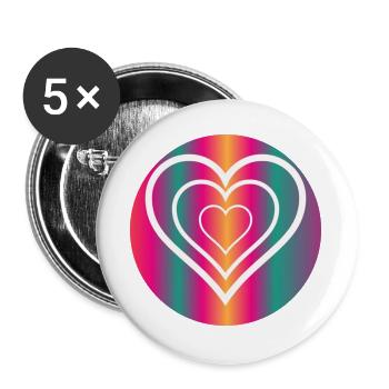 HEART. HAPPY BIRTHDAY - Buttons large 2.2''/56 mm (5-pack) - white - Front