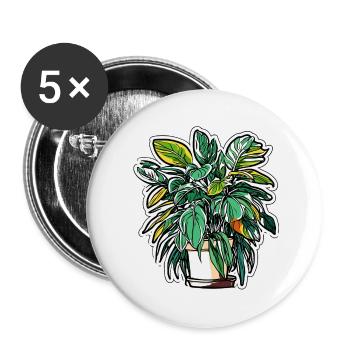 Zimmerpflanze / Topfpflanze / Dekoration / Topf - Buttons groß 56 mm (5er Pack) - Weiß - Vorne