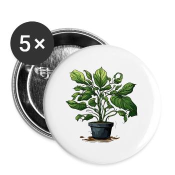 Zimmerpflanze / Topfpflanze / Dekoration / Topf - Buttons groß 56 mm (5er Pack) - Weiß - Vorne