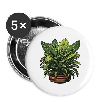 Zimmerpflanze / Topfpflanze / Dekoration / Topf - Buttons groß 56 mm (5er Pack) - Weiß - Vorne