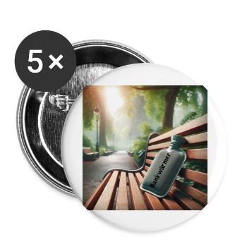 Bankwärmer - Fußball - Buttons groß 56 mm (5er Pack) - Weiß - Vorne