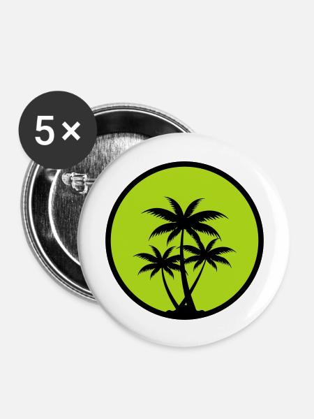 palmen - Buttons groß 56 mm (5er Pack) - Weiß