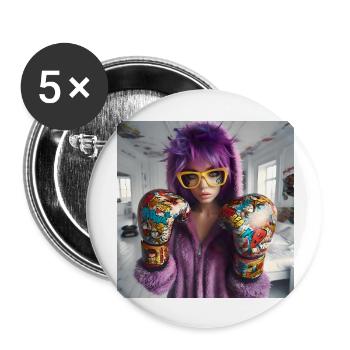 Cosplayer Boxing Pop 4 - Buttons groß 56 mm (5er Pack) - Weiß - Vorne