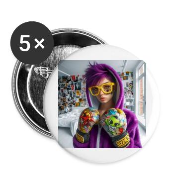 Cosplayer Boxing Pop 6 - Buttons groß 56 mm (5er Pack) - Weiß - Vorne