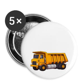 J’aime un bon camion à benne basculante de dessin animé dicton drôle - Lot de 5 grands badges (56 mm) - blanc - Devant