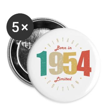 1954 Vintage Retro Jubiläumsgeschenk 1954 - Buttons groß 56 mm (5er Pack) - Weiß - Vorne