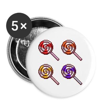 Sucettes Candy Caramel Sucre Rétro Pixel - Lot de 5 grands badges (56 mm) - blanc - Devant
