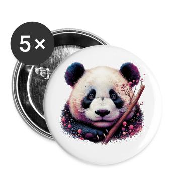 Panda - Buttons groß 56 mm (5er Pack) - Weiß - Vorne