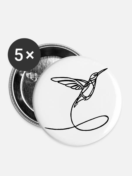 Schwarzer seltsamer Vogel - Buttons groß 56 mm (5er Pack) - Weiß
