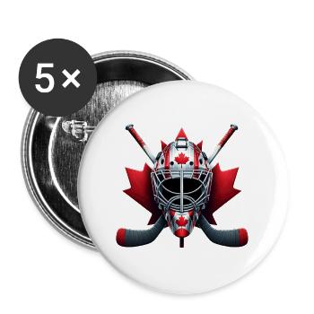 Kanada Eishockey Flaggen Helm Design - Buttons groß 56 mm (5er Pack) - Weiß - Vorne