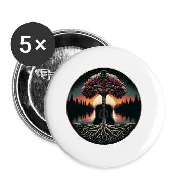 Abstrakte Gitarre im Wald - Buttons groß 56 mm (5er Pack) - Weiß - Vorne