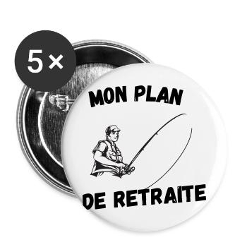 MON PLAN DE RETRAITE - Lot de 5 grands badges (56 mm) - blanc - Devant