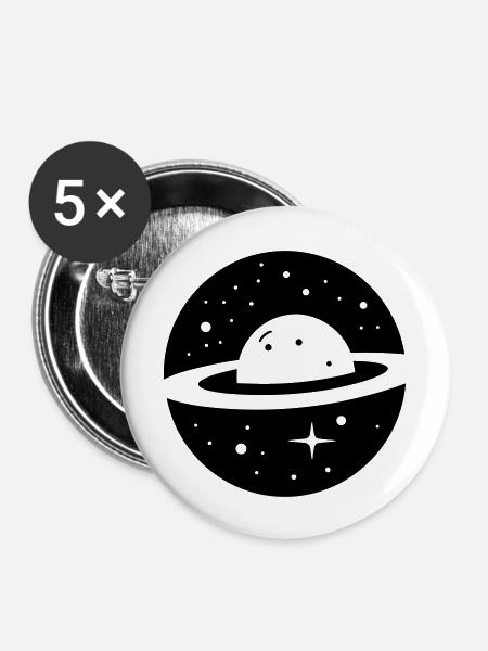 Planet - Buttons groß 56 mm (5er Pack) - Weiß