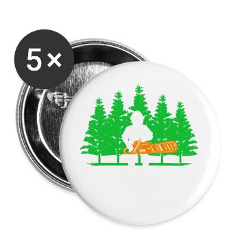 Bûcheron boiserie arbre tronçonneuse déclaration - Lot de 5 grands badges (56 mm) - blanc - Devant