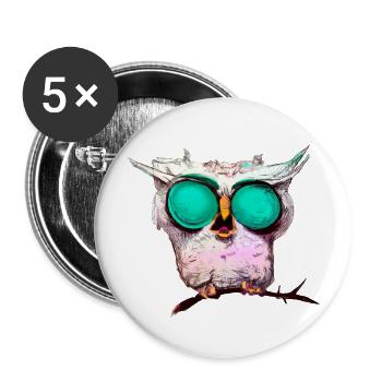 Owl_ 02 - Lot de 5 grands badges (56 mm) - blanc - Devant