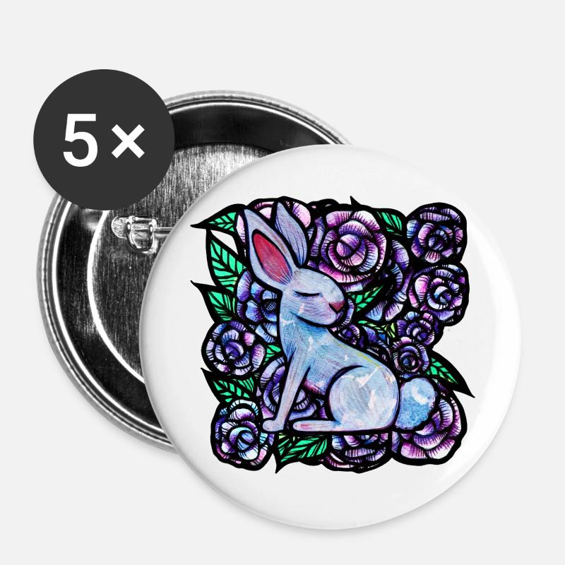 Bunny Rose - Buttons large 2.2''/56 mm (5-pack) - white