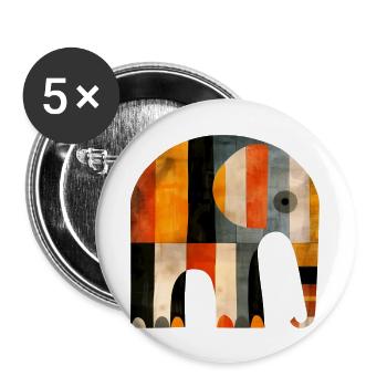 Elephant - Buttons large 2.2''/56 mm (5-pack) - white - Front
