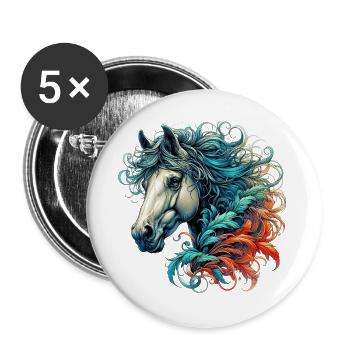 Horse - Buttons large 2.2''/56 mm (5-pack) - white - Front