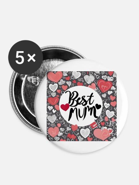 Best Mum - Buttons groß 56 mm (5er Pack) - Weiß