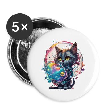 Animal in soap bubble / childlike / cute /mouse - Buttons large 2.2''/56 mm (5-pack) - white - Front