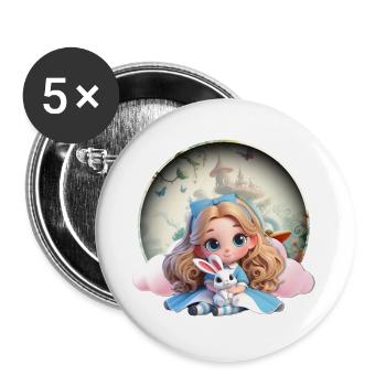 Alice's Dreams - Buttons large 2.2''/56 mm (5-pack) - white - Front