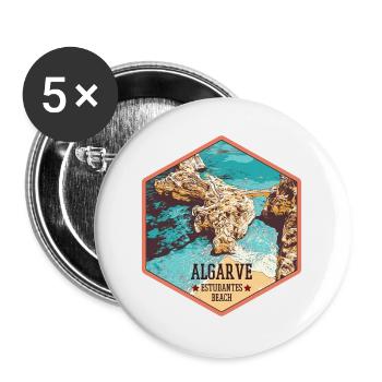 Estudantes beach near Lagos, Algarve - Buttons large 2.2''/56 mm (5-pack) - white - Front