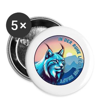 Luchs bei Sonnenuntergang – Ruhe und Kraft - Buttons groß 56 mm (5er Pack) - Weiß - Vorne
