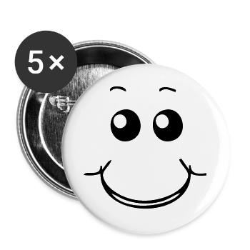 Visage souriant - Lot de 5 grands badges (56 mm) - blanc - Devant