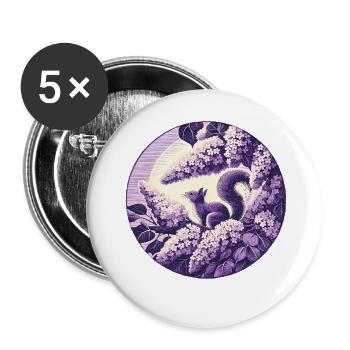 Flieder-Eichhörnchen-Kunst - Buttons groß 56 mm (5er Pack) - Weiß - Vorne