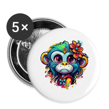 Cute Monkey / Monkey Girl / Cute / Hair Bow - Buttons large 2.2''/56 mm (5-pack) - white - Front