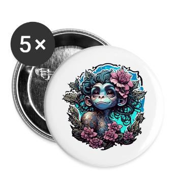 Cute Monkey / Monkey Girl / Cute / Hair Bow - Buttons large 2.2''/56 mm (5-pack) - white - Front
