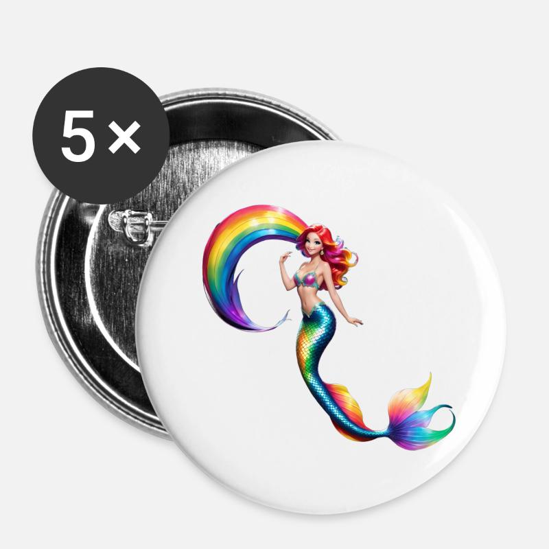 RainbowMermaid - Buttons large 2.2''/56 mm (5-pack) - white