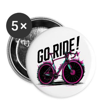 Neon Cycling Adventure Illustration - Buttons large 2.2''/56 mm (5-pack) - white - Front