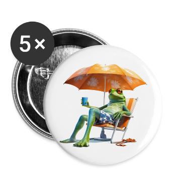 Rechargez vos batteries tout en vous prélassant - Lot de 5 grands badges (56 mm) - blanc - Devant
