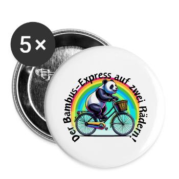 Bamboo - Express on Two Wheels Panda - Buttons large 2.2''/56 mm (5-pack) - white - Front