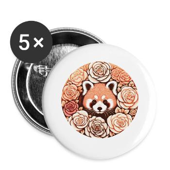 Panda roux - Lot de 5 grands badges (56 mm) - blanc - Devant