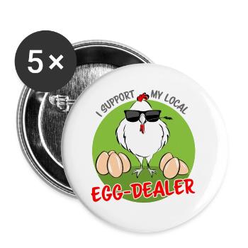 Je soutiens mon marchand d’œufs local grün - Lot de 5 grands badges (56 mm) - blanc - Devant